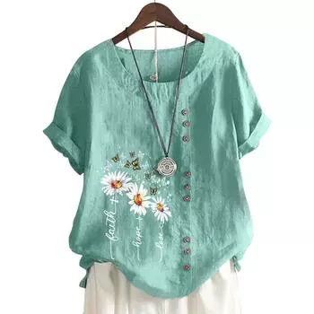 Модный женский топ с круглым вырезом и короткими рукавами, 11 вариантов цвета и шикарный принт S белый