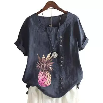 Модный женский топ с круглым вырезом и короткими рукавами, 11 вариантов цвета и стильный цветочный дизайн S белый