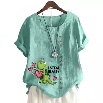 Модный женский топ с круглым вырезом и короткими рукавами, 11 вариантов цвета и стильный цветочный дизайн S белый