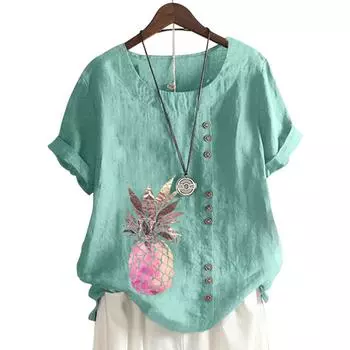 Модный женский топ с круглым вырезом и короткими рукавами, 11 вариантов цвета и стильный цветочный дизайн S белый