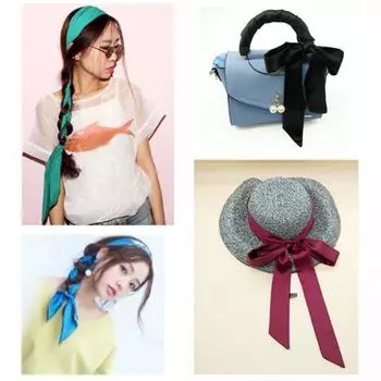 Модный женский узкий шарф с пятном, однотонный галстук, длинный шарф из натурального шелка None светло-серый