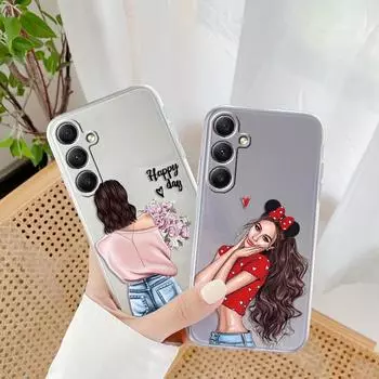Модный женский узорчатый мягкий прозрачный силиконовый чехол для Samsung A55 M35 Xiaomi Redmi Note 13 Pro Poco C65 iPhone 15 защитный противоударный чехол для камеры Samsung Galaxy S10 4G