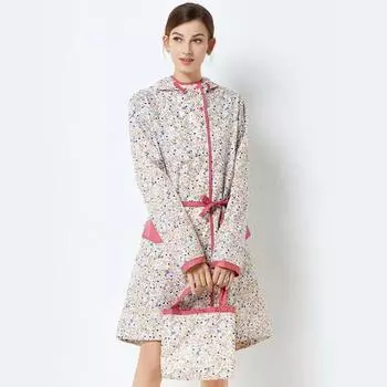 Модный женский водонепроницаемый плащ с цветочным принтом и поясом, легкий дышащий дождевик для взрослых, мужской дождевик с цветочным принтом, куртка