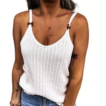 МОДНЫЙ женский жилет с круглыми кольцами, свободный повседневный крутой женский жилет с U-образным вырезом на бретельках для выхода в свет M фиолетовый