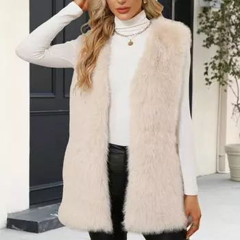 Модный женский жилет-жакет с искусственным V-образным вырезом, без рукавов L