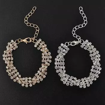 Модный женский золотой посеребренный браслет-цепочка с прозрачным кристаллом, ювелирные изделия