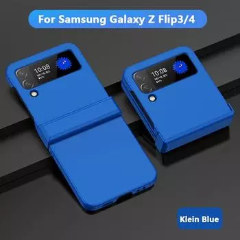 Модный жесткий чехол для Samsung Galaxy Z Flip 3 4 Z Fold 3 4 5G Z Flip3 Z Flip4 Защита Роскошный складной противоударный чехол для кожи с простой задней крышкой For Samsung Z Flip 3 чёрный