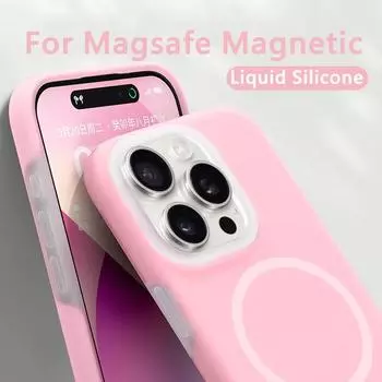 Модный жидкий силиконовый магнитный чехол Magsafe для iPhone 16 Plus 15 14 13 12 11 Pro Max флуоресцентный противоударный мягкий матовый чехол For iPhone 15 слоновая кость