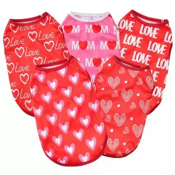 Модный жилет для собак, одежда для маленьких собак, рождественский костюм с принтом в виде сердца, футболка для щенка, свитер для кошек, чихуахуа, мопса, одежда для домашних животных XS