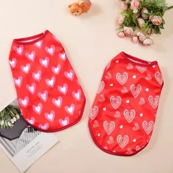 Модный жилет для собак, одежда для маленьких собак, рождественский костюм с принтом в виде сердца, футболка для щенка, свитер для кошек, чихуахуа, мопса, одежда для домашних животных XS