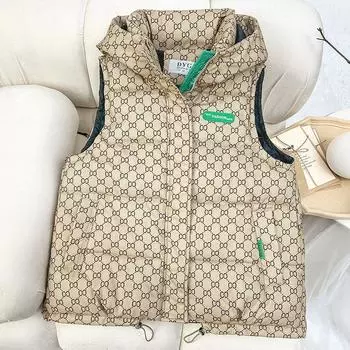 Модный жилет из хлопка для женщин, осень и зима, новый иностранный стиль, универсальная куртка без капюшона, жилет из хлопка для улицы M чёрный