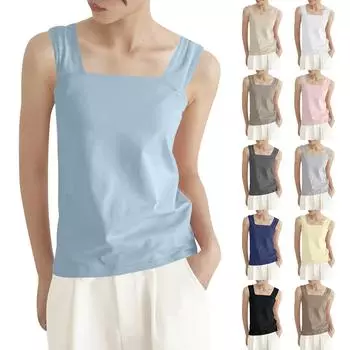 Модный жилет, однотонный хлопковый топ на основе футболки для женщин M кофейный