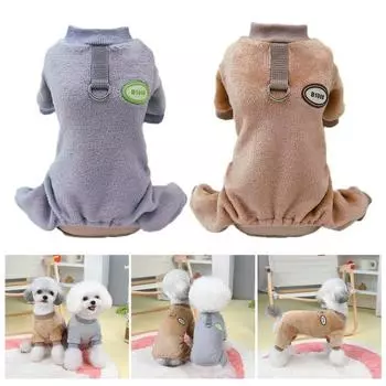 Модный зимний комбинезон для домашних животных, удобная одежда на четыре ноги с тяговым кольцом, товары для домашних животных XL серый