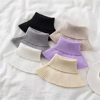 Модный зимний трикотажный защитный шейный платок-пуловер с имитацией воротника, шарф унисекс, однотонный эластичный ветрозащитный снуд для велоспорта хаки