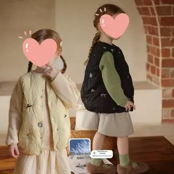 Модный зимний жилет для девочек 2024 года – 90% белого утиного пуха, теплый и универсальный 110 cm