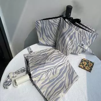 Модный зонт с рисунком зебры, женский ветрозащитный зонт с длинной ручкой, брендовые автоматические складные зонты для девочек 8K