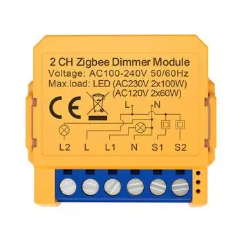 Модуль интеллектуального диммера работает с Alexa Google Home (Zigbee 2 Gang)