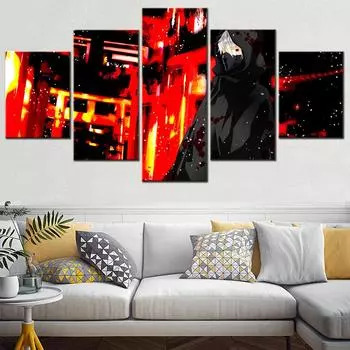 Модульная картина на холсте, домашний декор, ниндзя Какаши, аниме, мультяшные картинки, 5 шт., современный печатный постер для гостиной, настенное искусство, без рамки 20x35cm*2 20x45cm*2 20x55cm*1