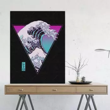 Модульные настенные картины на холсте, принты с изображением серфинга в Канагаве, ретро-постер в стиле синтвейв, домашний декор для гостиной без рамок 21*30cm