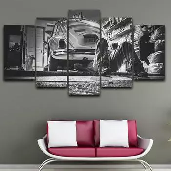 Модульные картины HD печать холст картина маслом стены искусства 5 панель ремонт старого автомобиля пейзаж плакат Декор в гостиную 20x35cm*2 20x45cm*2 20x55cm*1
