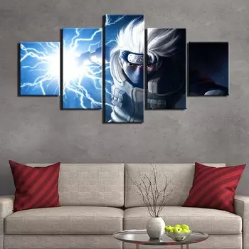 Модульные японские аниме-картины, 5 панелей, холст, картина, настенная живопись, принт, плакат, рамки для гостиной F2585 20x35cm*2 20x45cm*2 20x55cm*1