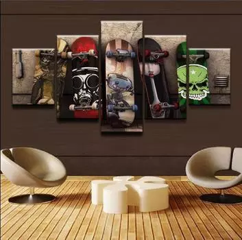 Модульный постер, живопись, домашний декор, детская комната, 5 шт., настенное искусство, граффити, скейтборд, фотографии, современный современный холст с принтом без рамки 20x35cm*2 20x45cm*2 20x55cm*1