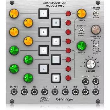 Модульный синтезатор Behringer Eurorack-модуль, совместимый с Eurorack-модулем, серия 2500, 1050 Silver, секвенсор/микшер MIX-SEQUENCER серебряный
