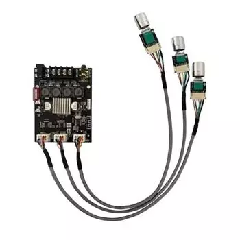 Модуль платы аудиоусилителя с регулировкой низких и высоких частот ZK-502T Плата предварительного усилителя для стереосистем 50 Вт*2 Перегрев высококачественного звука чёрный