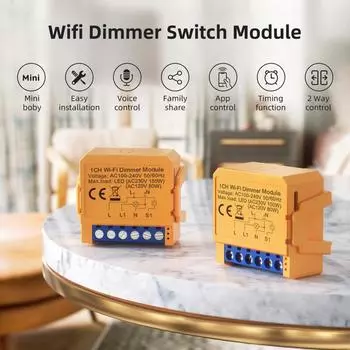Модуль выключателя света WiFi ZigBee Dimmer работает с Alexa Google Home 1/2 Gang LED Lights Dimmable Switch Mini Smart Switch WiFi 2 Gang