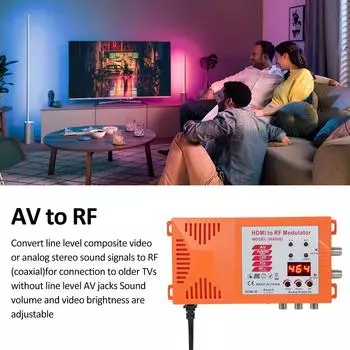 Модулятор ТВ и AV в RF Преобразователь RF Цифровой модулятор RF для формата PAL NTSC для ТВ и AV в RF оранжевый
