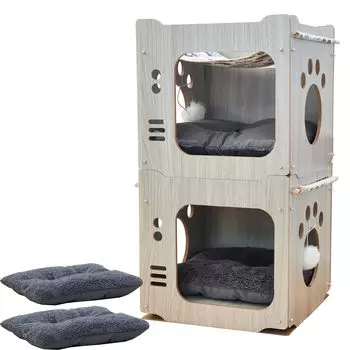 Moe Paradise Cat House Cat Wooden Cat Walk Second For Indoor В комплекте с кошкой Cat для лета и кошки Easy Stress Space Cat для маленьких собак и милых