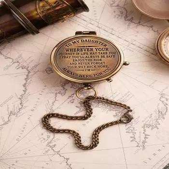 Моей дочери, подарки на выпускной день для дочери, подарки на день рождения, компас для кемпинга с гравировкой, подарочный компас в деревянном футляре
