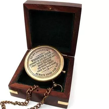 Моей дочери, подарки на выпускной день для дочери, подарки на день рождения, компас для кемпинга с гравировкой, подарочный компас в деревянном футляре