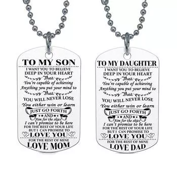 Моему сыну, дочке, верьте в любовь, маме, папе, верьте, собачья бирка, свадебный подарок на день рождения, выпускной для детей Dad to son серебряный