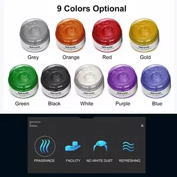 MOFAJANG Цвет волос Воск Временная краска для волос U-nisex Фиолетовый Серый Синий Краска для волос Прическа Окрашивание чёрный