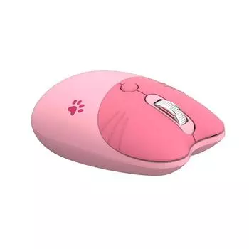 Mofii Бесшумная беспроводная мышь 2.4G в форме кошки: Портативный вариант как для левшей, так и для правшей розовый