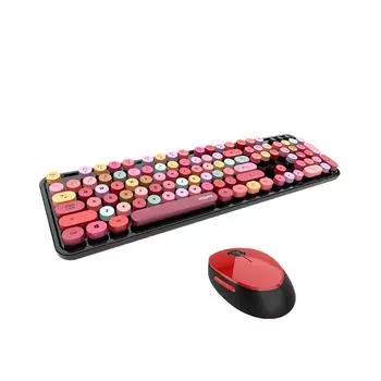 Mofii Sweet Keyboard Mouse Combo Разноцветная 2,4 г Беспроводная клавиатура и мышь Набор круглых подвесных клавиш для ПК Ноутбука светло-коричневого