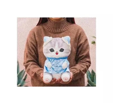 Mofu China Nyan Big Plush Official Merchandise Toy, Approx. 28cm, (Blue)