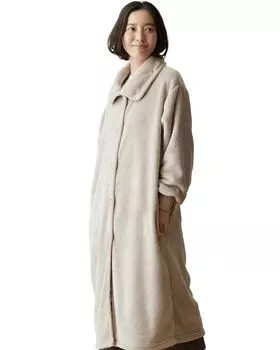 mofua Носимое Премиум Без Капюшона Длинное Влаговыделяющее Тепло Вырабатывающее Комнатное Энергосберегающее Одеяло 601984N8 [Aqua], Микрофибра, (Воротник/Высокая горловина), Длина, Серый,