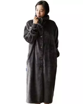 mofua Носимое Премиум Без Капюшона Длинный Угольно-Серый Влаго-Теплогенерирующее Помещение Энергосберегающее 60198468 [Aqua] Одеяло, Микрофибра, (Воротник/Высокая горловина),