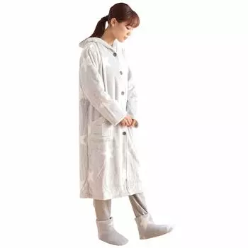 mofua Одеяло из микрофибры премиум-класса с функцией генерации тепла, капюшон, тип «комнатная одежда», M, узор «звезда», куртка с капюшоном, унисекс, пушистое, теплое, пушистое 601566Q7 [Aqua]