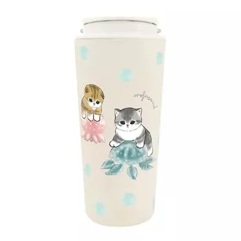 mofusand Double Vacuum Carry Tumbler 430ml Handle with Lid Mug Cute Cat [Jellyfish] Thermal/Cold 53-2184 бежевый