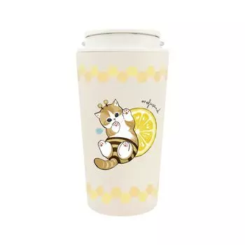 mofusand двойной вакуумный стакан 360 мл ручка с крышкой кружка милый кот [медоносная пчела] термальный/холодный 53-2182 бежевый