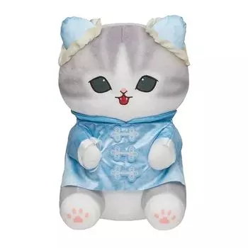 mofusand Китай нянь мягкая игрушка Moff Sand Shark нянь БОЛЬШАЯ большая одежда ципао синего цвета Примерно 28 см