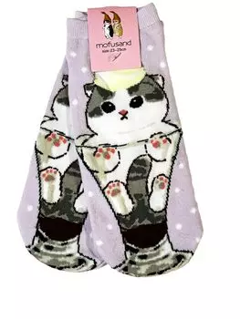 mofusand Носки Mofusand Фиолетовые Фиолетовые носки для экипажа Chambre Don Quijote Limited Juno Parfait Nyan Носки женские Кошка Кошка Персонаж Женщины Товары для фанатов