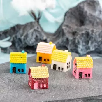 Мох Микро Ландшафтный Декор Сельский Маленький Дом Китайский Дом Настольный Смоляной Декор Мясистый Декоративный Материал Аксессуары 10pcs синий