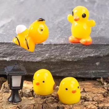 Мох Микро Ландшафтный Орнамент Мини Желтая Утка Утка Пчела Миниатюрный Смола Маленькое Животное Орнамент 10pcs