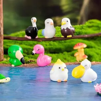 Мох Микроландшафт Украшение Мультфильм Милая Птица Утконос Фламинго Орел Животное Украшение Садовое Украшение Rare Bird Series 10pcs