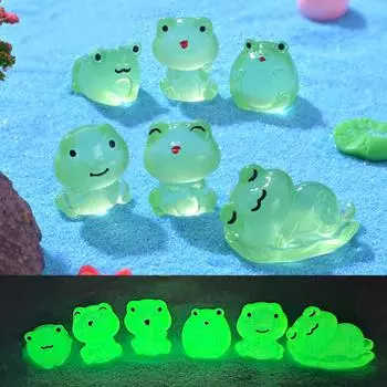 Мох Микропейзажи Светящиеся Милые Лягушки Аквариум Рыба Ландшафтный Дизайн DIY Украшения Аксессуары Мини Украшения One Size зелёный