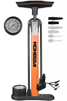 MOHEGIA Велосипедный напольный насос и британские клапаны 160 фунтов на кв. дюйм шкала манометр оранжевый насос - французский, американский, - -